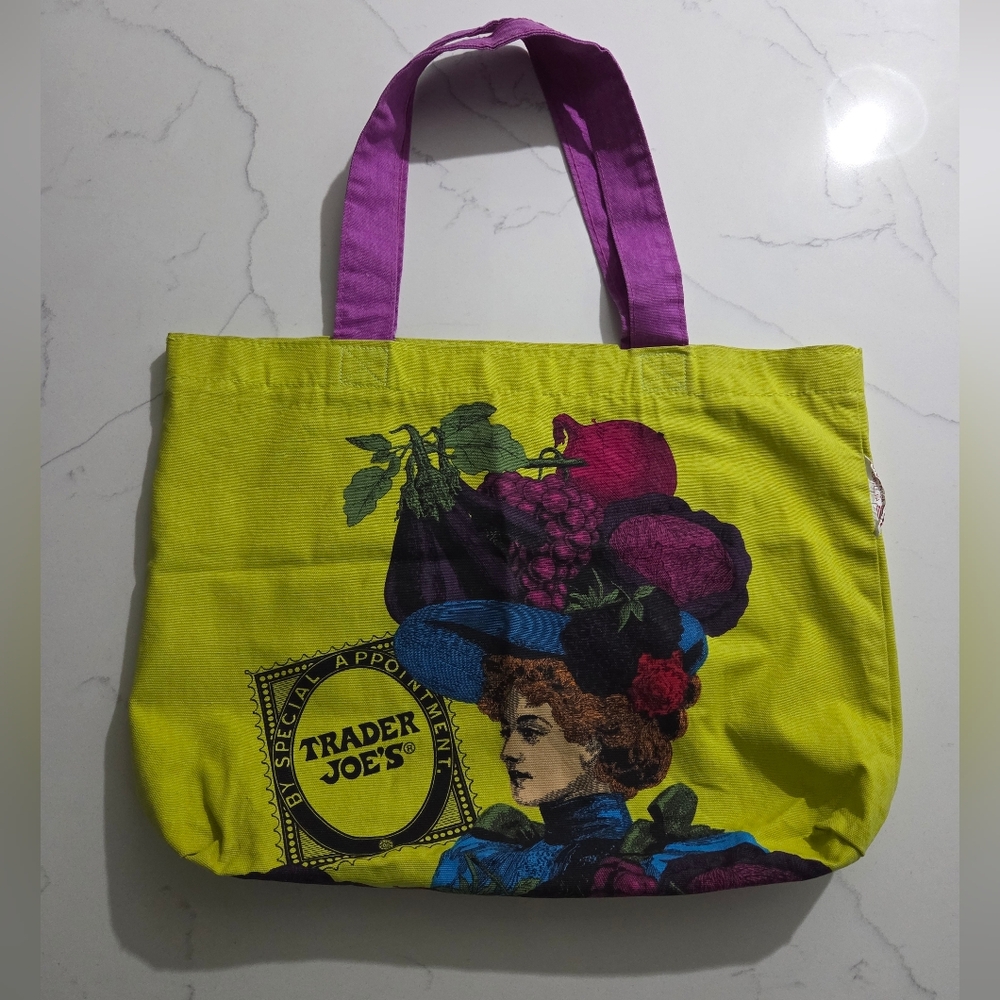 Trader Joe's Rare Lady With Fruit Hat Tote (NWOT)